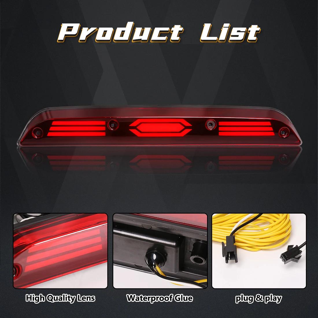 Third Brake Light For F150 2015 - 2022 F250 F350 F450 Ranger 2019 2020 2021 LED Additional Rear Brake Car Tail Stop Warning Lamp