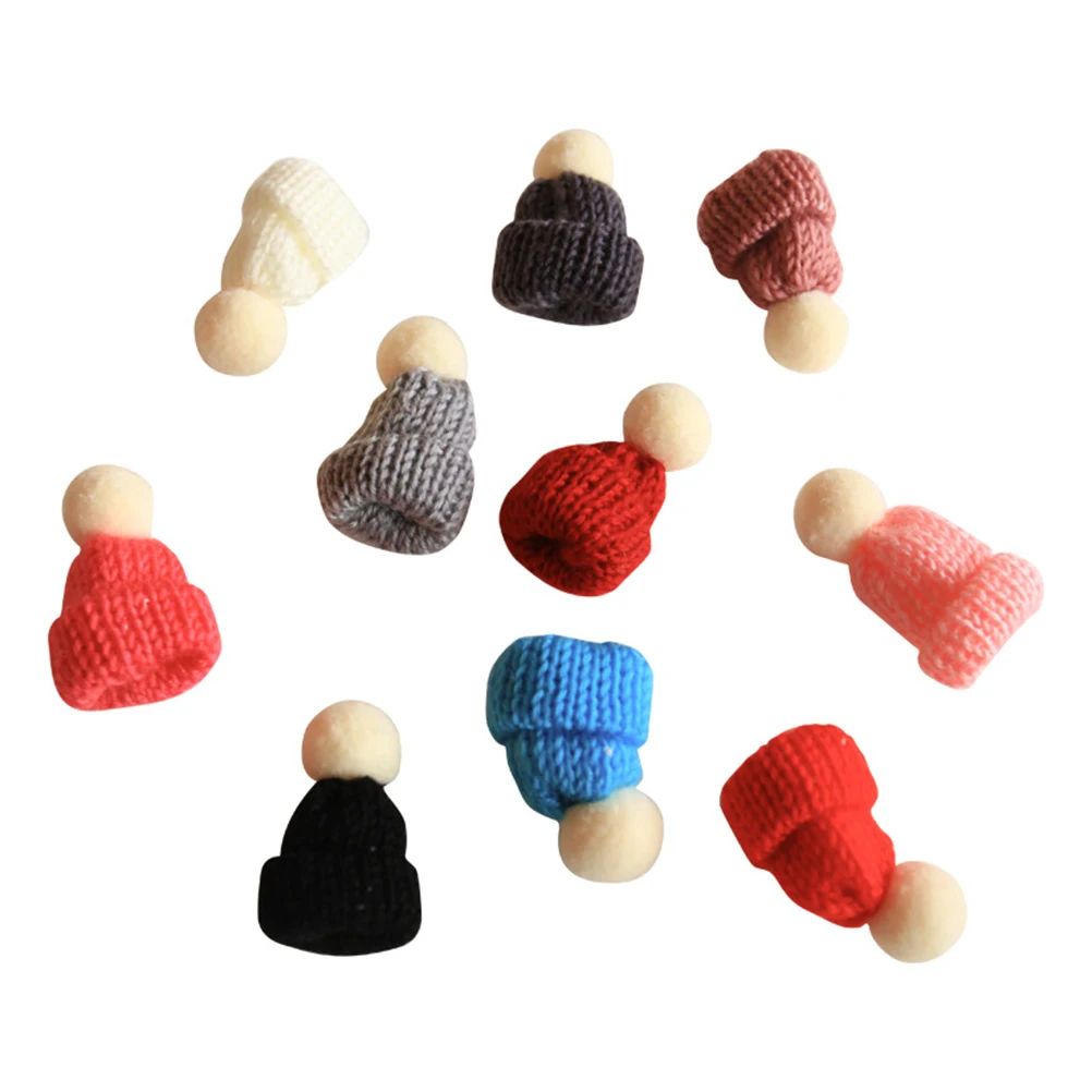 

10Pcs Christmas Woolen Mini Hat Adornments DIY Accessories Desktop Hanging Pendants Home Decor Party Decoration