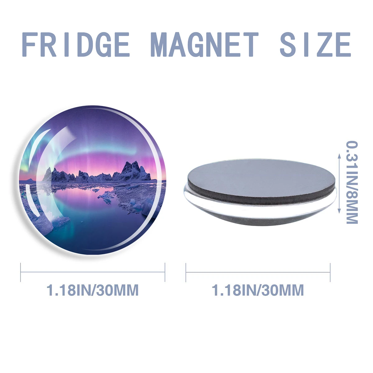 1pc 30mm Aurora Theme Glass Fridge Magnet, Northern Lights Refrigerator Magnetic Stickers, Unique Gift for Astronomy Lovers