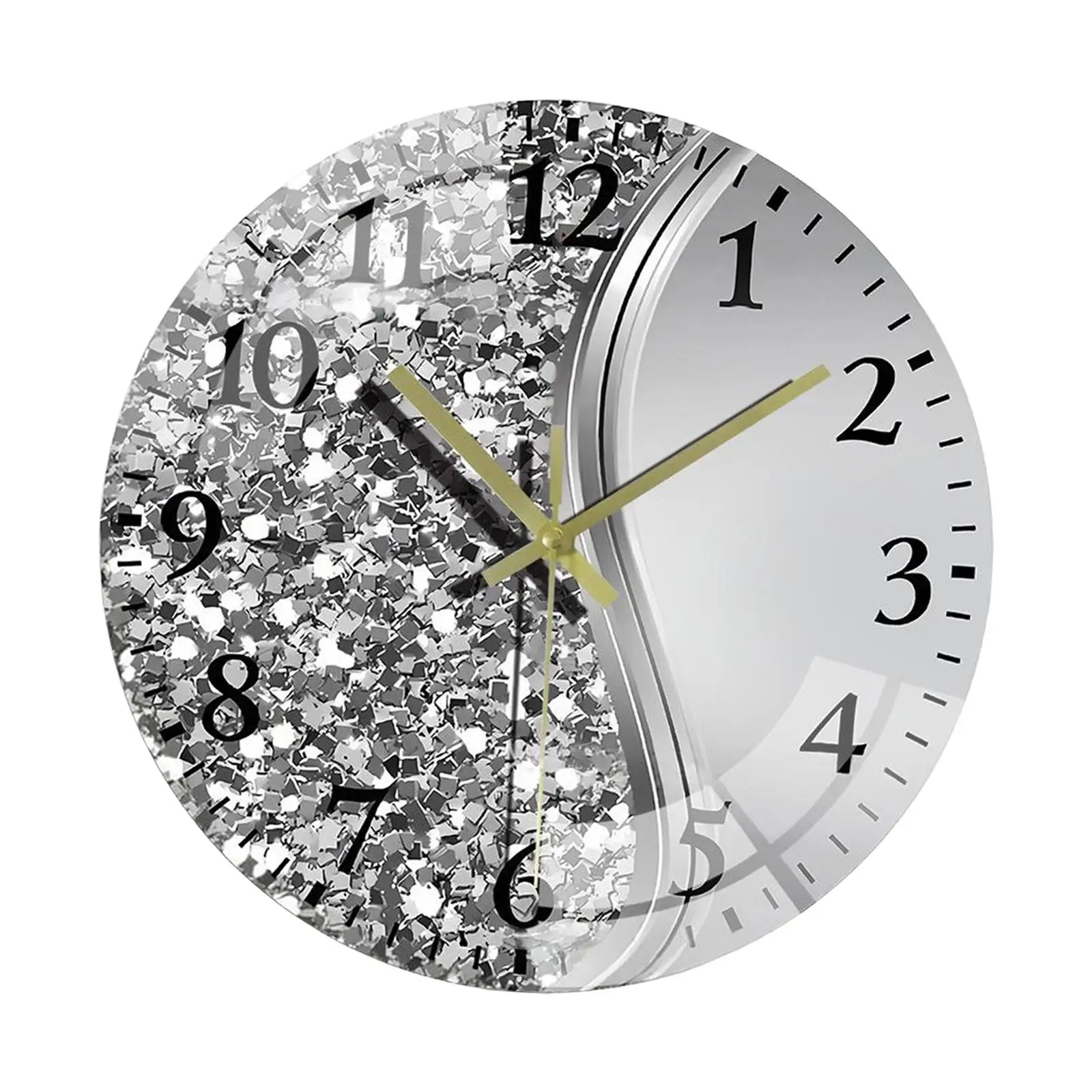 Large Modern Wall Clock Noiseless Artistic Tempered Glass Round Clock for Dining Room Study Office Bedroom Wall Ornament