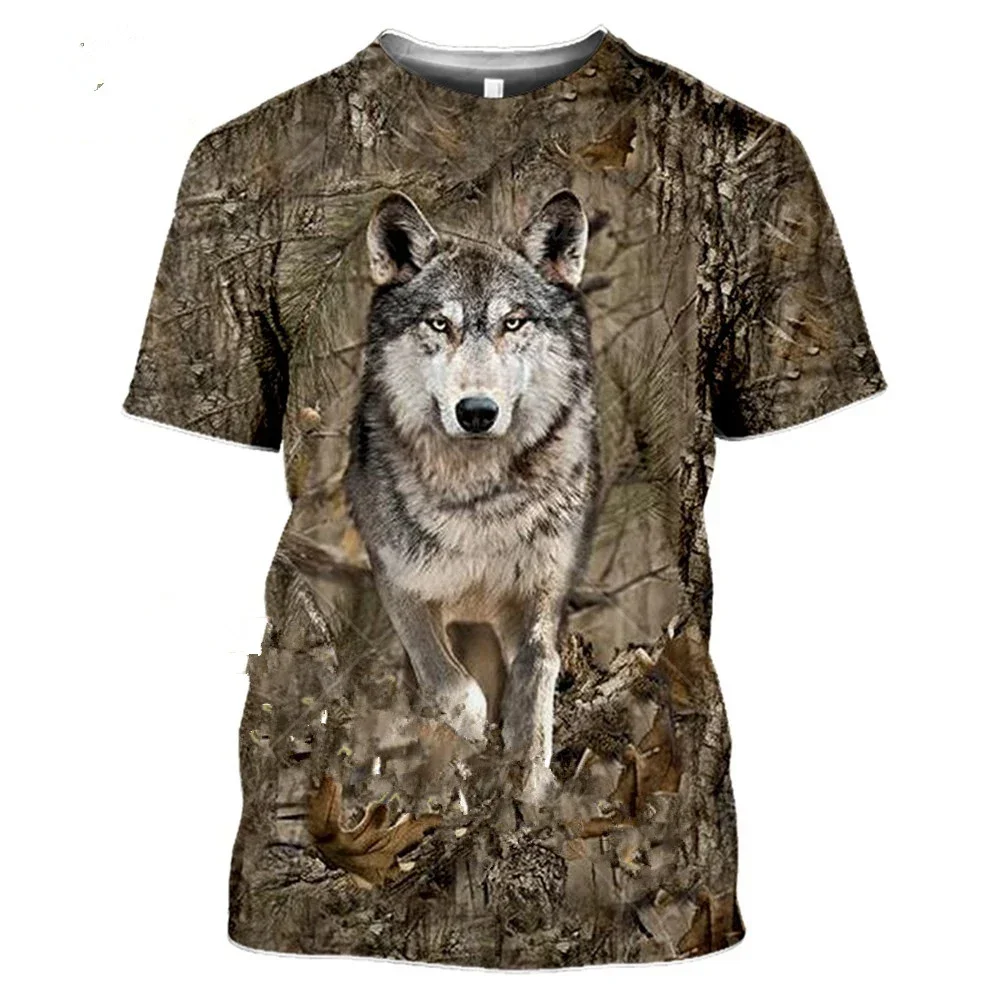 

Vintage Camo Hunting Animal Print T-shirt Casual Oversized 3d Printed T-shirt for Men Street Vintage Crew-neck Short-sleeved Top