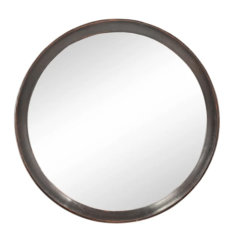 

Mango Wood Wall Mirror with Transitional Style Frame for Bathroom or Entryway