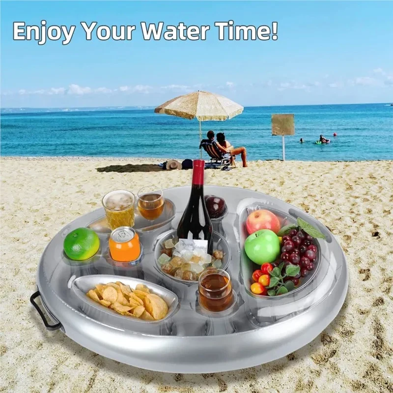 

Summer Sea Bucket Cup Holder Inflatable Pool Beach Swimming Play Family Party Float Beer Drink Tray Cooler Table Toy Accessories