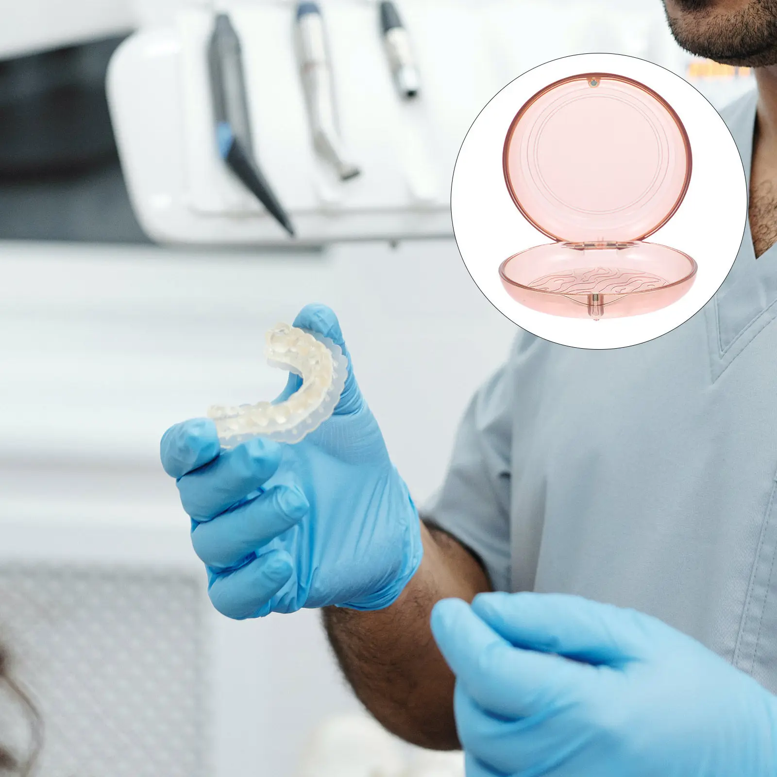

Denture Storage Case Small Portable Durable Travel Box Retainer Holder Breathable Orthodontic Brace Carrier Denture Container