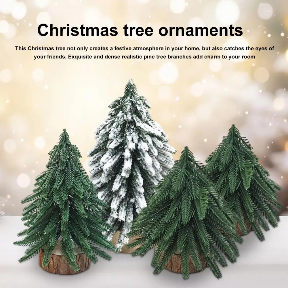 Mini Christmas Tree Ornaments Green Pine Tree Snow-Covered Christmas Tree Desktop Decoration Simulated Pine For Festive Decor