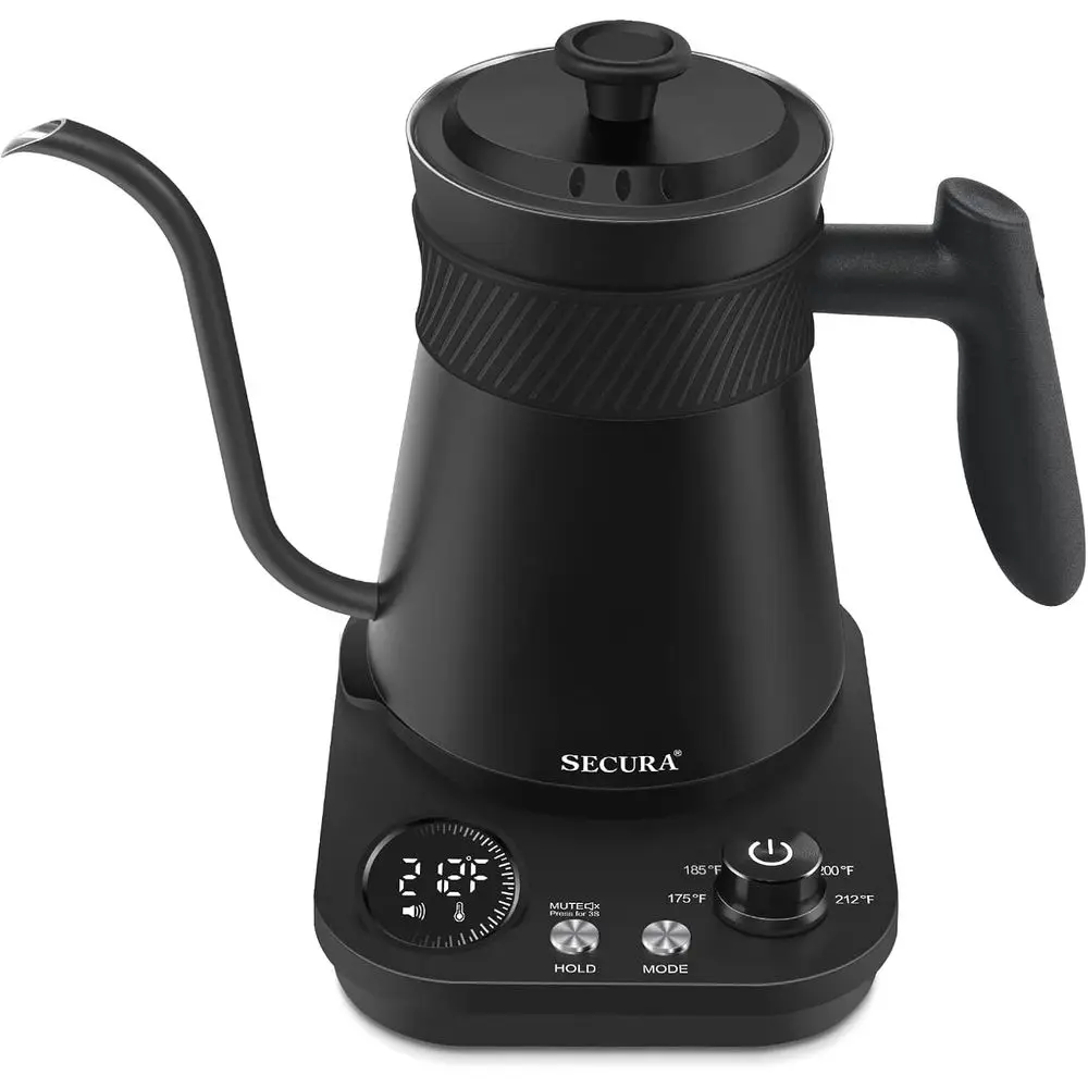 

Electric Goosek Kettle, 5 Variable Presets or Coee Tea Brewing, 100% StainlSteel Inner Tea/Coee Kettle with 1.5H Keep Warm, 1200