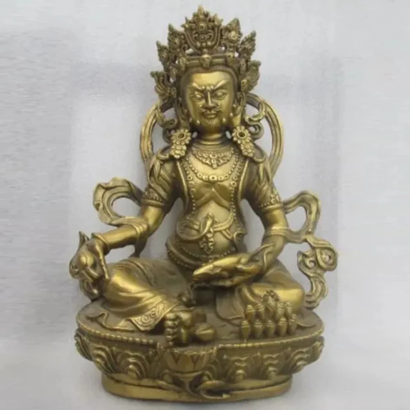 Elaborate Chinese Old brass Tibetan Buddhism auspicious statue / 10.23inch