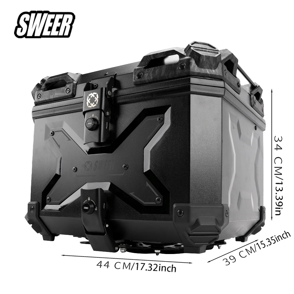 Universal 45L mecha embossed ABS plastic trunk, waterproof and pressure resistant large capacity electric vehicle trunk storage