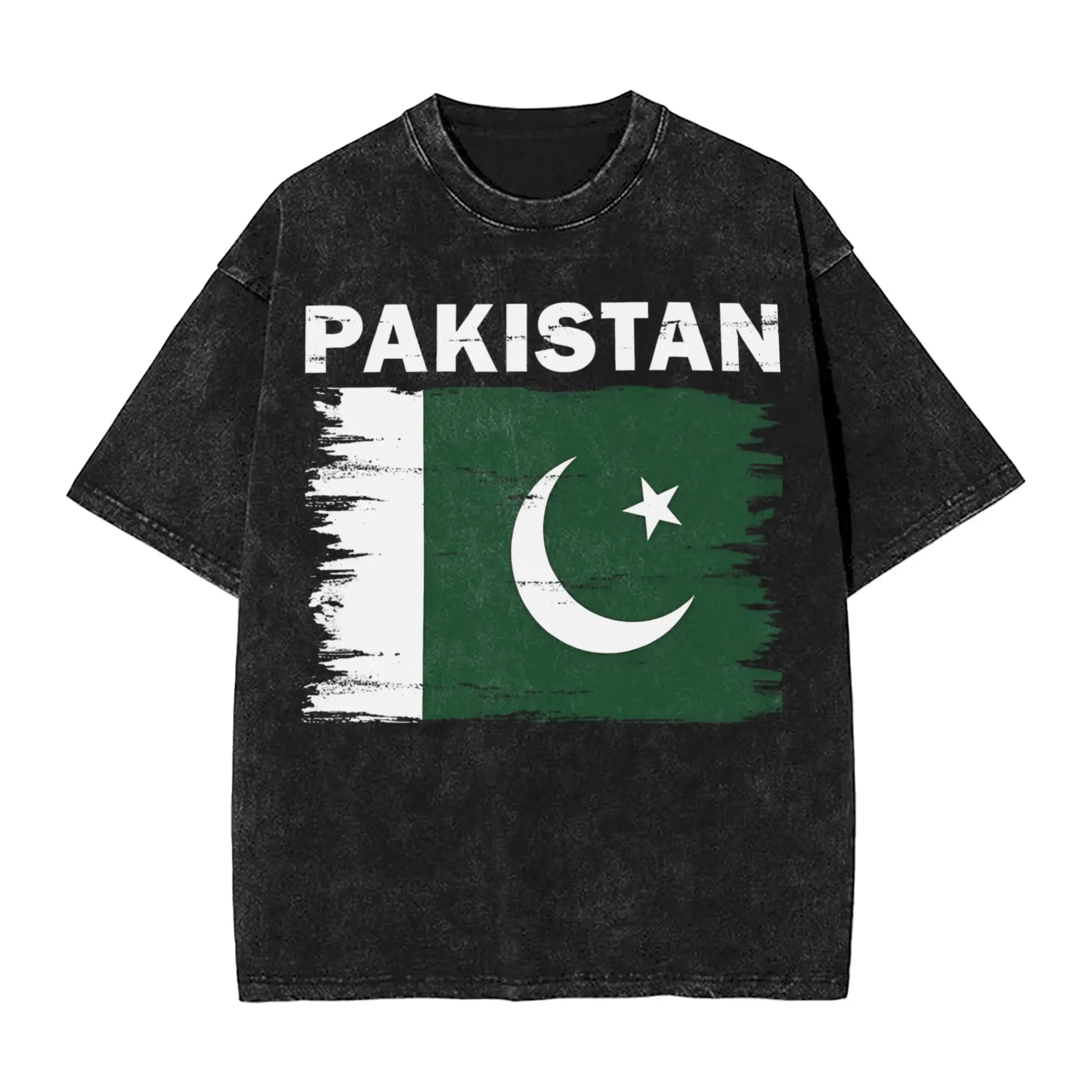 

Pakistan Flag National Washed T Shirt Man Vintage Cotton T-Shirts Summer O Neck Harajuku Tee Shirt Print Oversized Clothing