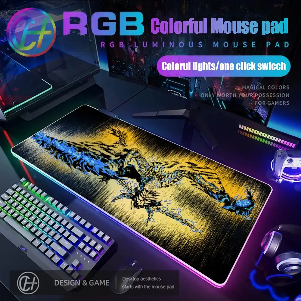 800x400x3mm HYBXAXC Mouse Pad RGB Gaming Mouse Pad Desk Mat HD Gamer Large LED Light XXL  Monster Hunter Wilds RGB Mouse Pad