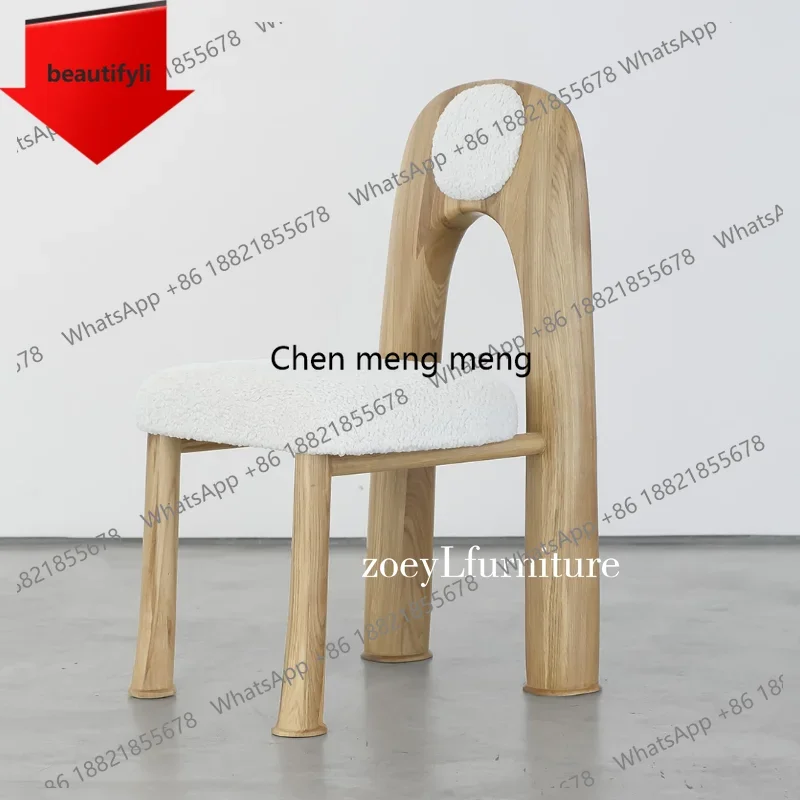

Q181 Wabi Sabi Wind Dining Chair Household Ash Wood Solid Wood Medieval Creative Leisure Chair Cafe