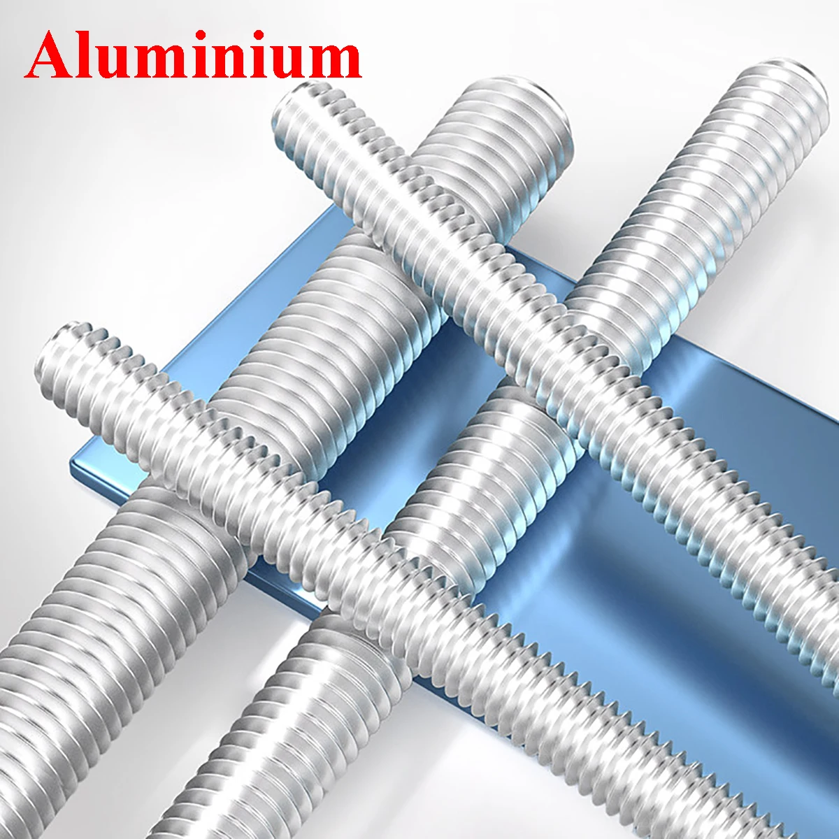 M6 M8 M10 M12 M14 M16 Aluminium 6061 Full Threaded Rod Bolt Length 40-300mm Fully Metric Headless Bolts Thread Stud Rods Screws