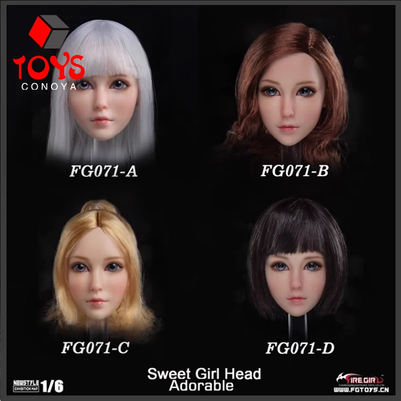 Fire Girl Toys FG071 1/6 Scale Beauty Sweet Girl Head Sculpture Pale Skin For 12'' Female Action Figure TBLeague Body Doll