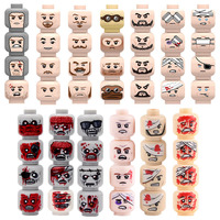 WW2 Injured Emotional Face Heads Building Blocks, Army Soldiers Figures, Zombie Heads, Military Weapon Parts, Bricks Toy