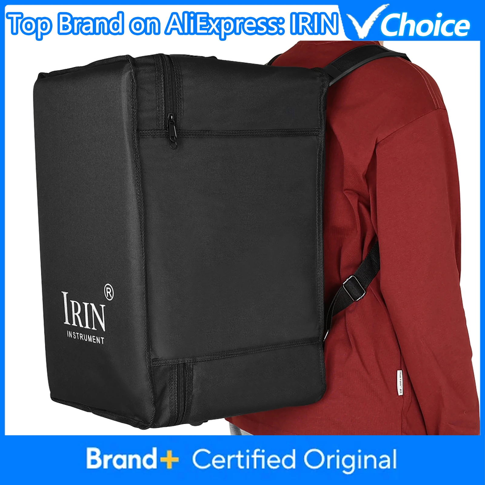 IRIN Cajon Bag Backpack Thickened 600D Oxford Waterproof Drum Case with Double Shoulder Straps Professional Percussion Accessory