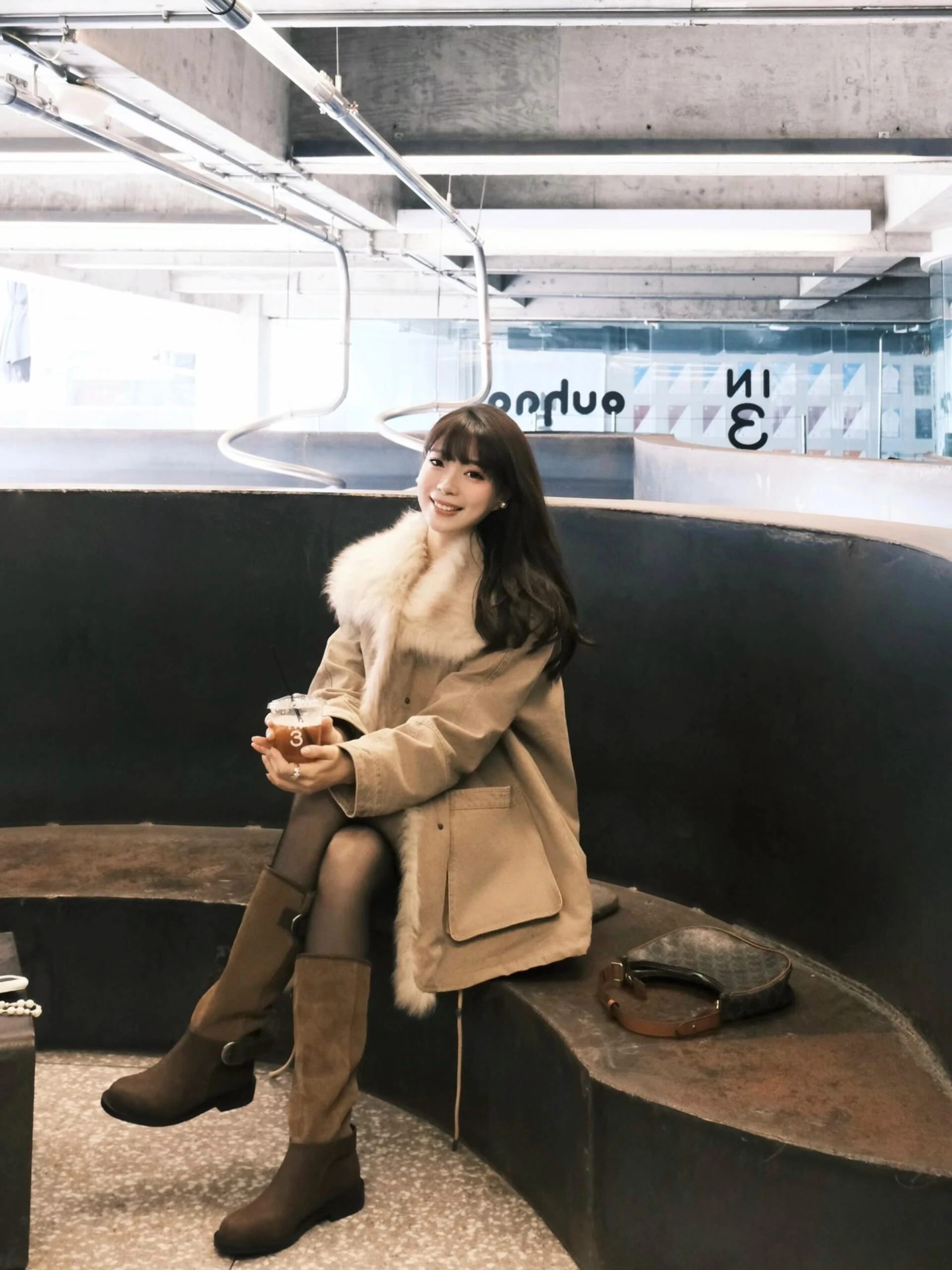 

Retro Hong Kong Style Women's Faux Fur Collar Warmth Outerwear Long Sleeve Regular Fit Commute Style Autumn Winter Coat