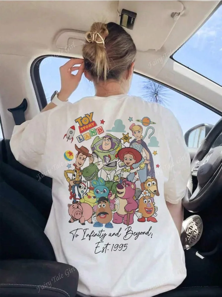 

Summer Toy Story Alphabet Cartoon Printing Casual Fashion Printing Short Sleeve T-Shirt Men's and Women's Street Trend Tops