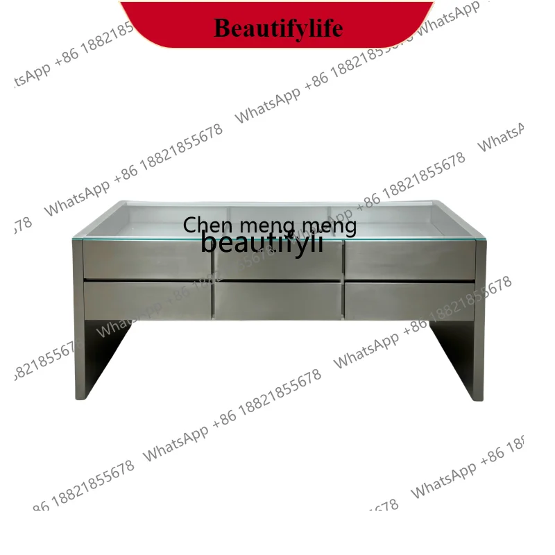 

G153 Customized clothing store booth stainless steel display rack advanced decoration Nakajima platform display jewelry cabinet