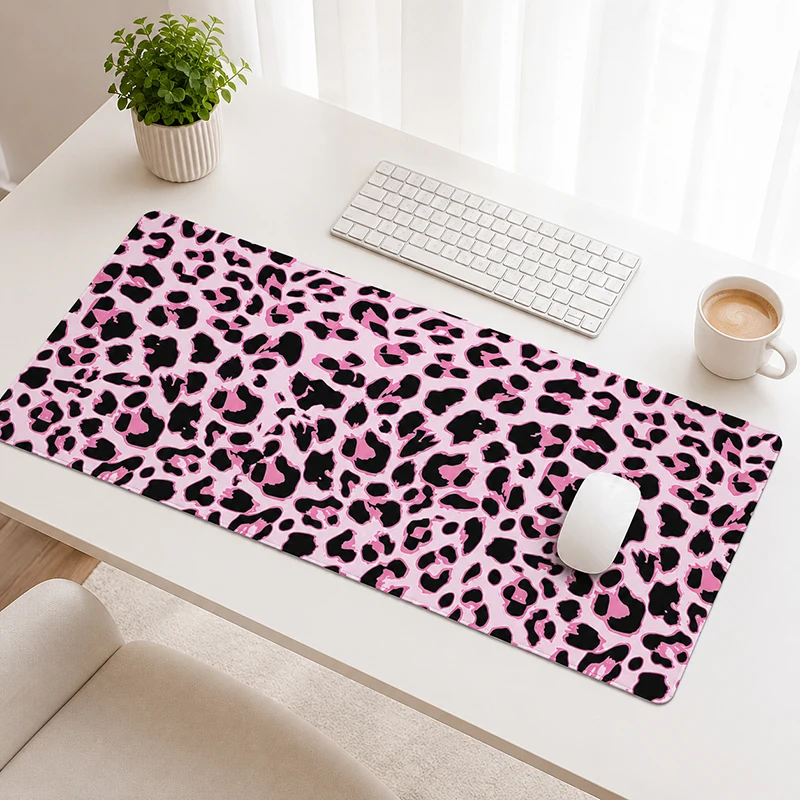 Mouse Pad Light Pink Leopard Print Gamer XL Custom Large Mousepad XXL Carpet Natural Rubber Office Laptop Desktop Mouse Pad