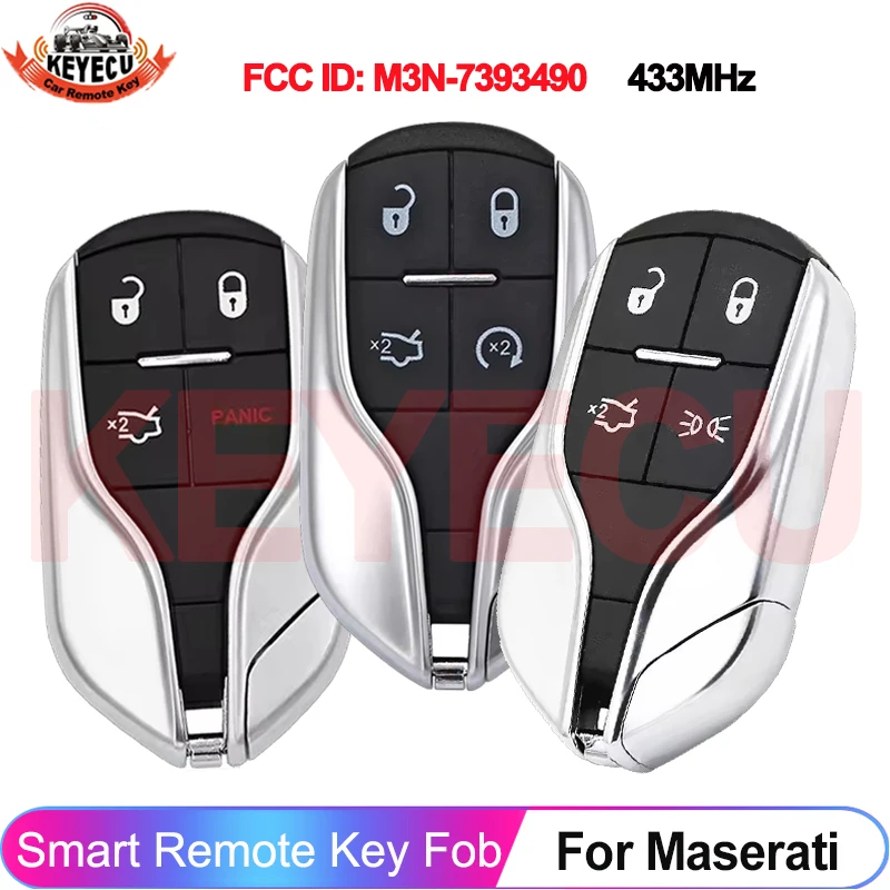 

Умный автомобильный ключ KEYECU 433 МГц с чипом ID46 PCF7953, FCC ID: M3N-7393490, для Maserati Quattroporte Ghibli 2012-2020 2021, пульт дистанционного управления