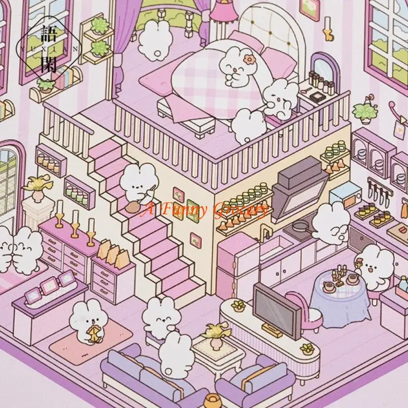 652E 3D Landscape Sticker Book Cartoon Scener Decorative Decorative Book for Kids