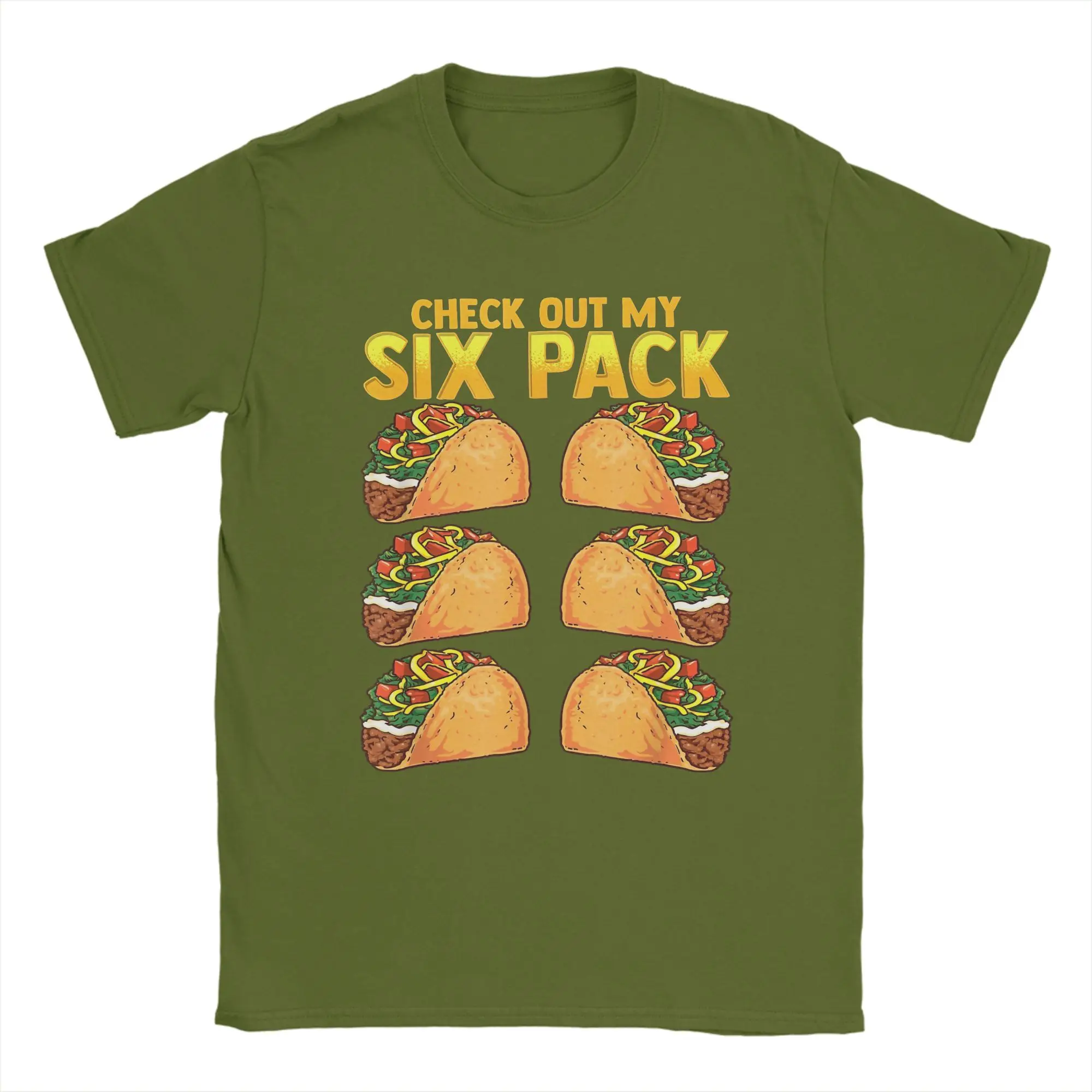 Print Check Out My Six Pack Taco Cinco De Mayo Fitness Gym Tshirts For Men Women Cotton Short Sleeve  O-neck Summer Top Tee
