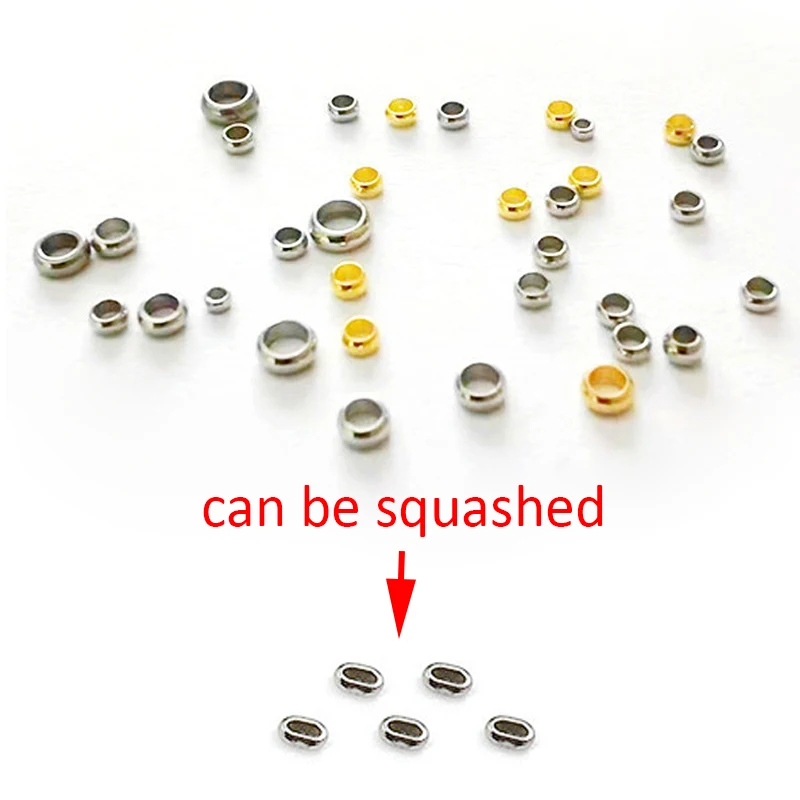 50-100pcs 2-6mm Stopper Spacer Beads Stainless Steel Crimp End Beads for DIY Jewelry Making Positioning Ball Bead Wholesale