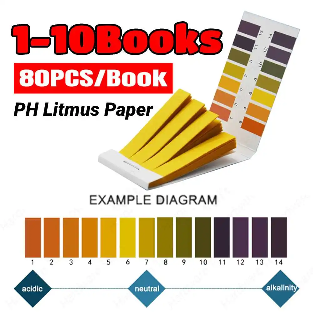 1 Book=80 Strips Professional 1-14 PH Litmus Paper PH Test Strips PH Indicator Tester For Water Cosmetics Soil Saliva Acidity