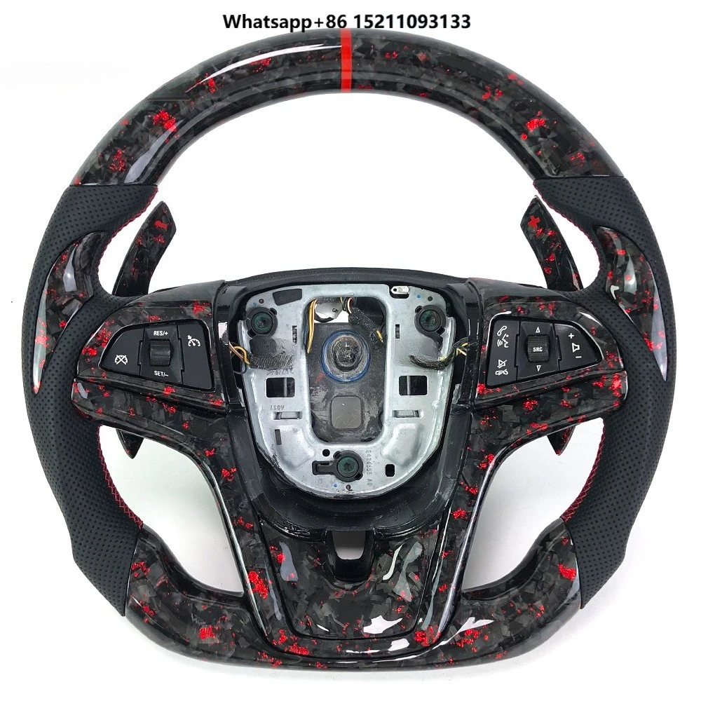 Customized Red Powder Forged Carbon Fiber Steering Wheel for  Car Steering Wheel With Shift Paddle