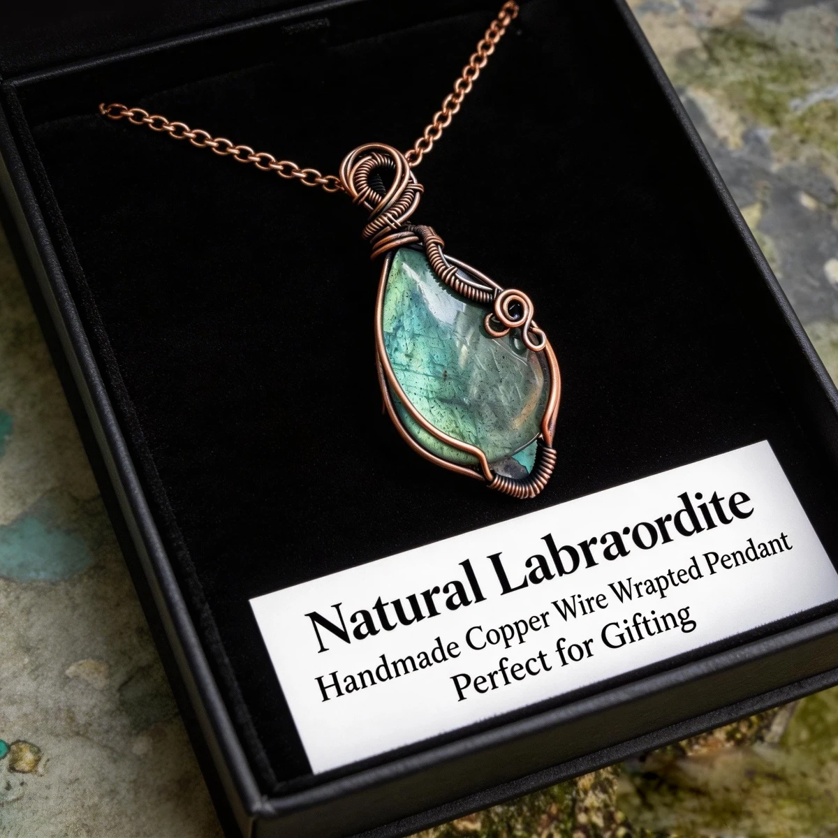 

Популярное женское ожерелье из натурального драгоценного камня, кулон, белый лунный свет, лабрадор, медное ожерелье ручной работы из нержавеющей стали