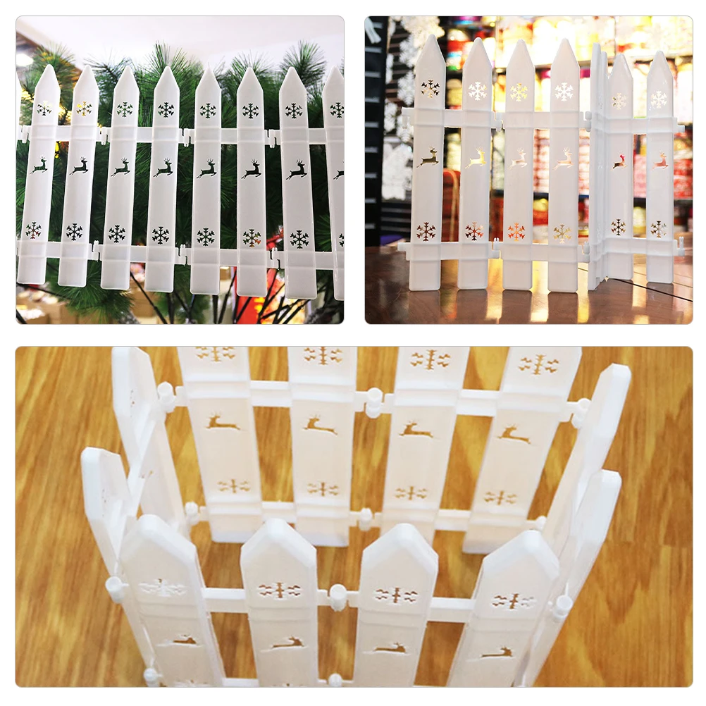 

20Pcs Xmas Fence Decorations Plastic Garden Fence for Christmas Tree Yard Scene Decor Courtyard Partition Landscape Lighting