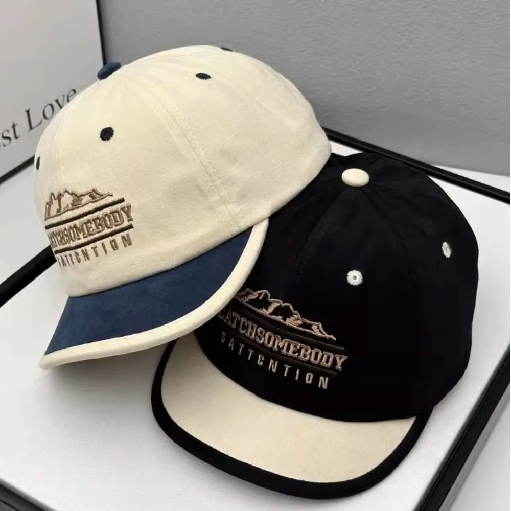 Korean Short Brim Polished Baseball Cap Personalized Contrasting Colors Embroidered Men Women Parent-child Peaked Cap