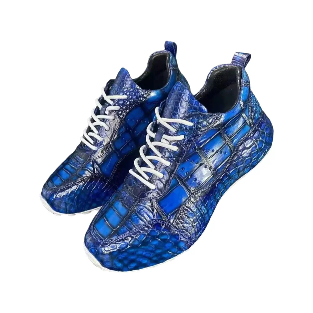 2026 new arrival Fashion crocodile skin causal shoes men,male Genuine leather shoes PDD439