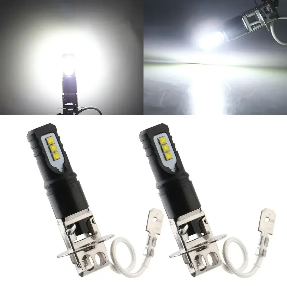 2x H3 160W 6000K 6000LM Super Bright White DRL LED Headlight Bulb Kit High Beam 2525 Chips Fog Lamp Driving Light  For Auto 12v