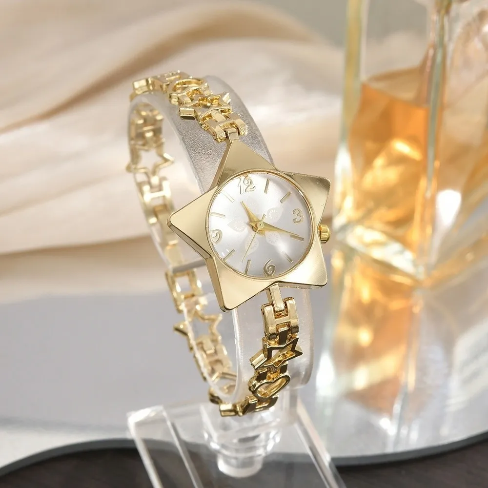 New Alloy Women Watch Quartz Movement Creative Style Ladies Bracelet Watch Elegant Luxury Star Bracelet Watch Holiday Occasion