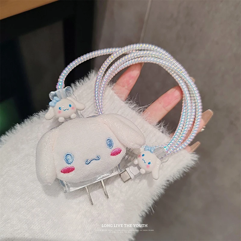 Hellokittys Cinnamoroll Soft Plush Charging Cable Protector Saver Cover per Iphone Cute Charger Cable Cable accessori di ricarica