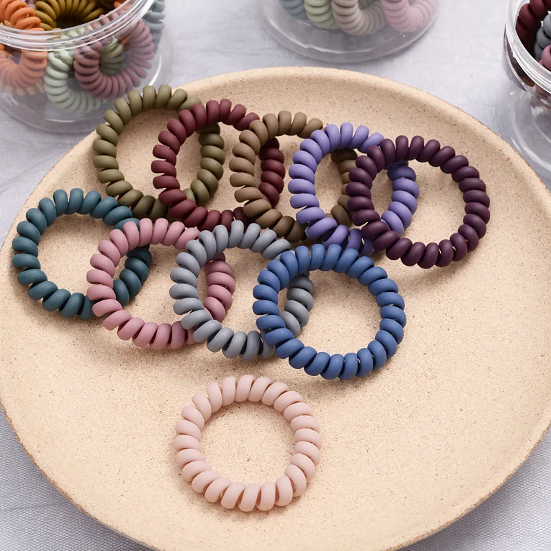 

New Women Fashion Frosted Matte Solid Telephone Wire Elastic Hair Band Spiral Coil Ropes Rubber Band Hair Tie Stretch Head Band