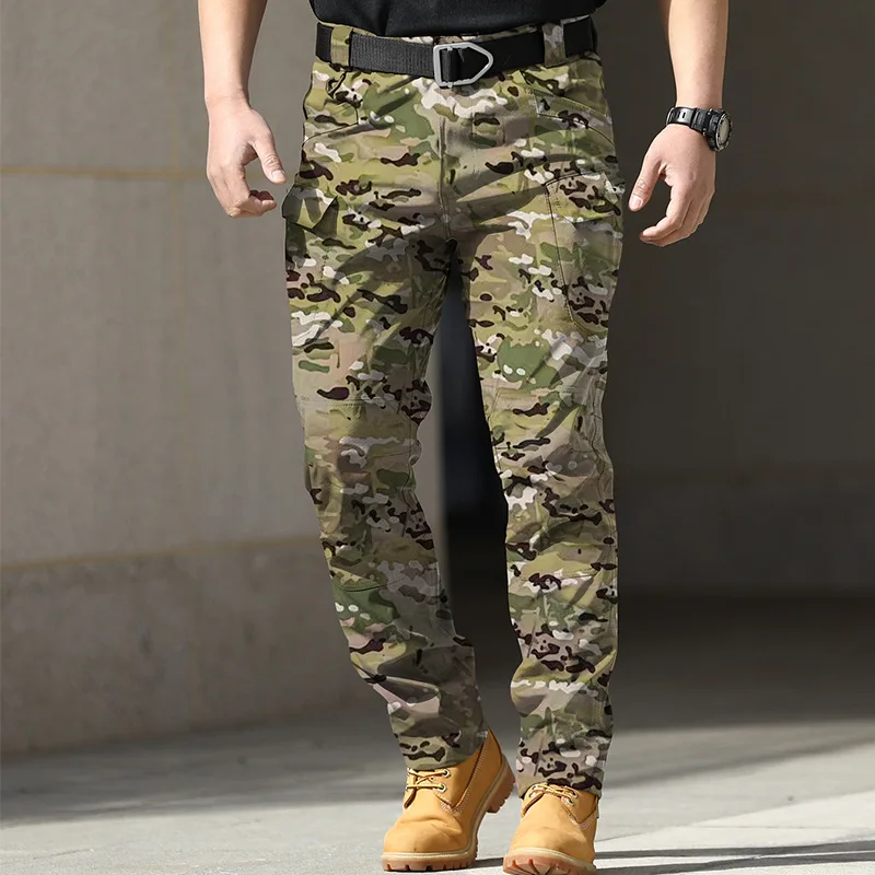 

IX7 IX9 Весенне-осенние эластичные водонепроницаемые походные брюки для активного отдыха - износостойкие тактические брюки для пустыни с камуфляжем