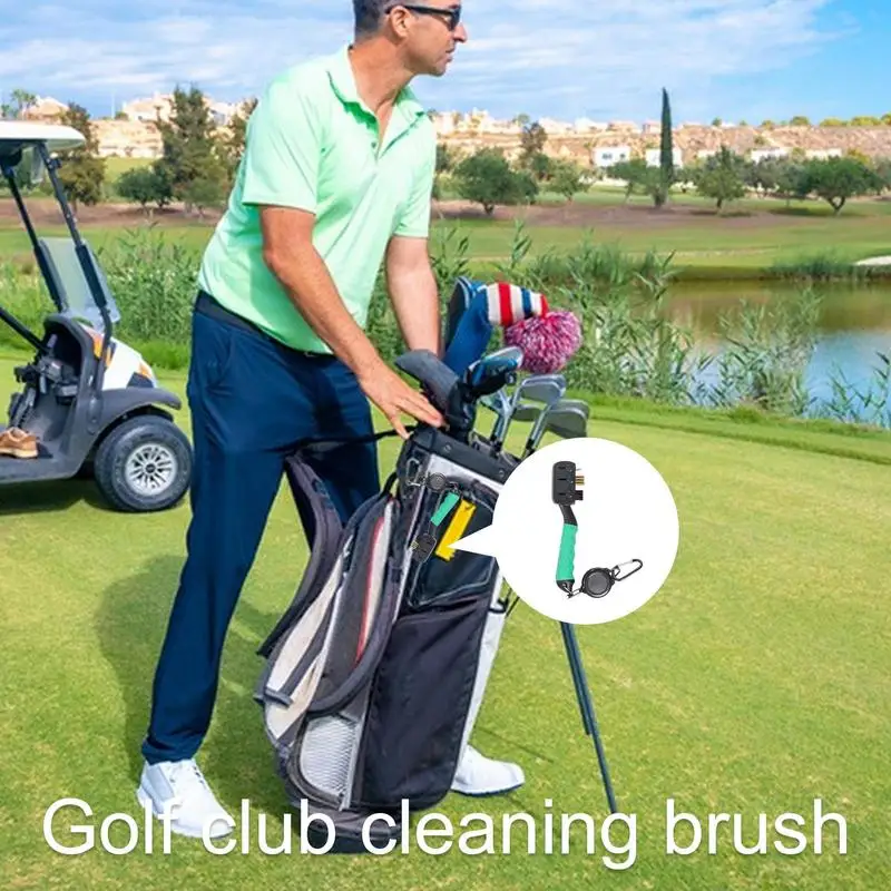 Handy Golf Club Cleaner Brush, Groove Scrub, Mosquetão Clip, Ferramenta De Limpeza Ergonômica