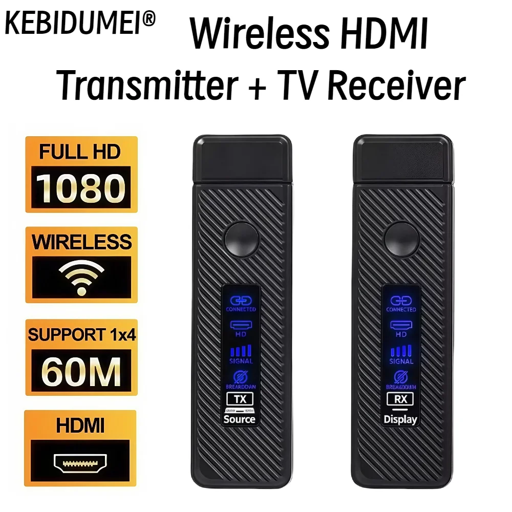 

60 м 1080p беспроводной видеопередатчик приемник экран Share HDMI удлинитель дисплея адаптер ключ для домашнего кинотеатра офиса ПК к телевизору