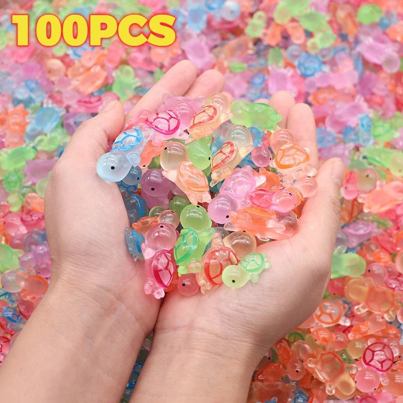 20/50/100 pçs mini tartaruga luminosa decoração para casa paisagismo resina artesanato brilhante tartaruga jardim tanque de peixes mini ornamentos decoração