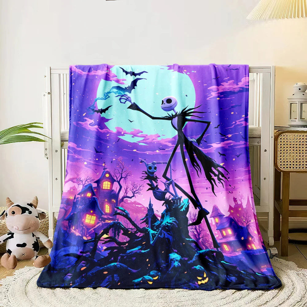 MINISO Nightmare Before Christmas Print Blanket.Warm and Comfortable Flannel,Bedroom,Sofa,Bed,Chair Picnics,Trip, Camp,Blankets.