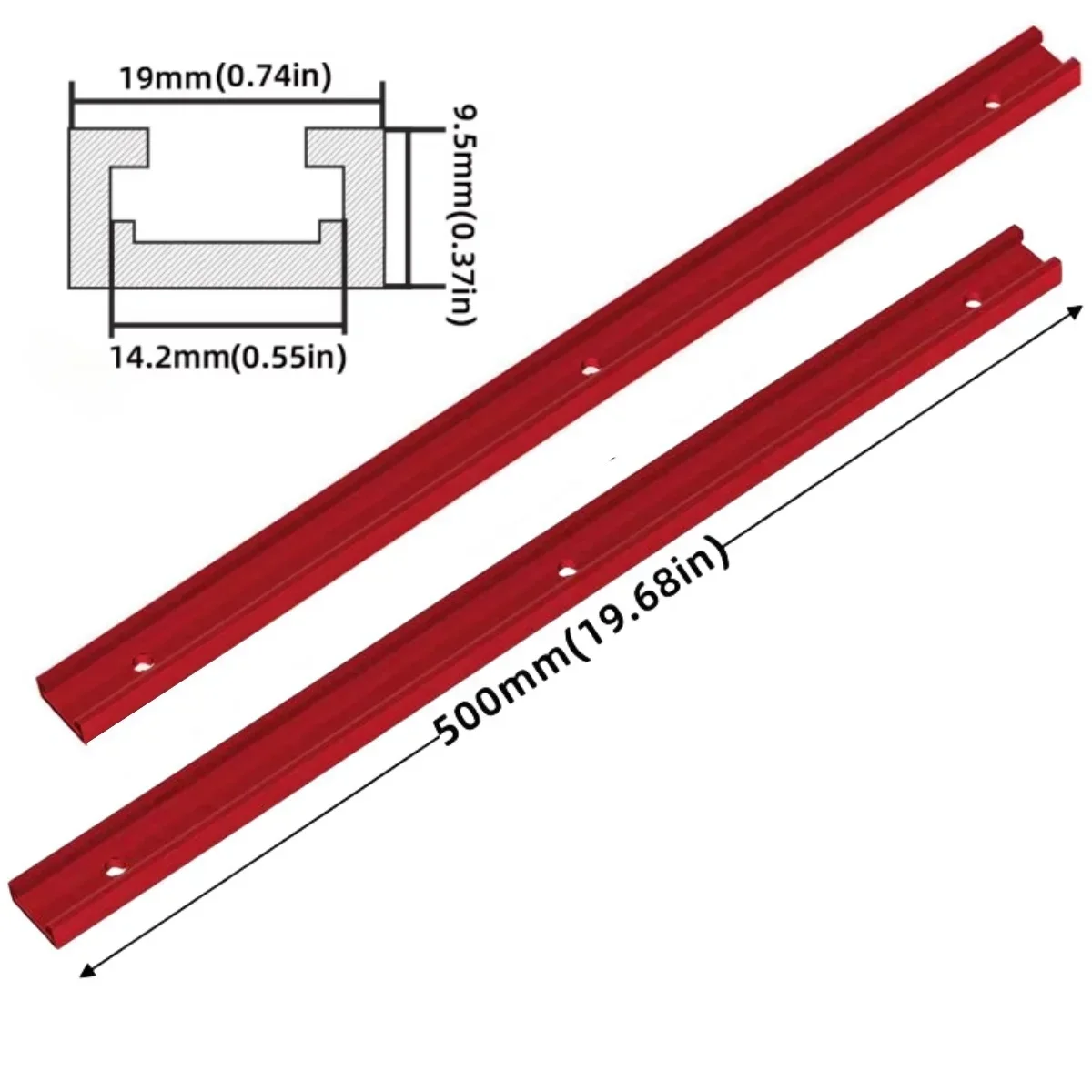 2er-Pack Holzbearbeitungs-T-Schienen, Hochbelastbare Aluminium-Gehrungsschienen für Frästische, Sägeleisten, Vorrichtungen und Klemmsysteme – Detail 10