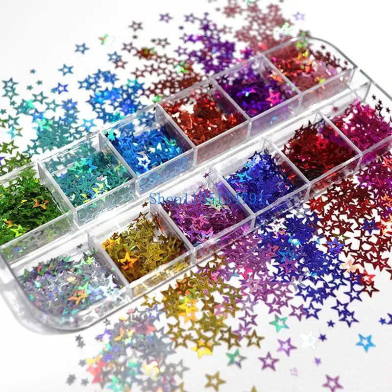

98km 12 Grids/Box Glitter Hollow Stars Sequins Epoxy Resin Filling DIY Crafts Jewelry Making Art