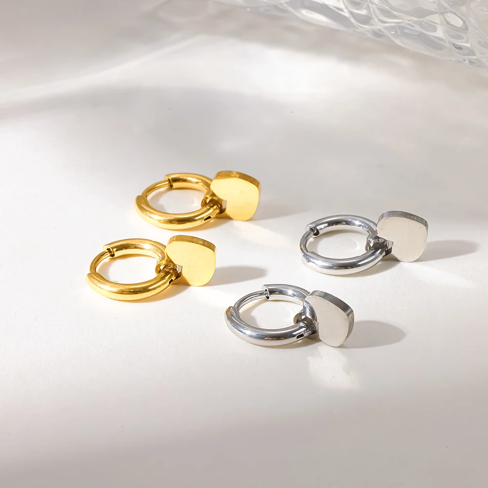 Mini Heart Huggie Hoop Earrings 18K Gold Plated Stainless Steel High Polish Smooth Finish Waterproof Dainty Jewelry for Her Gift
