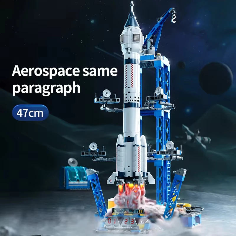 MOC Aerospaces Manned Rocket Craft Launch Center Building Blocks Model Bricks Kit - Spacecrafts Aviation City Theme