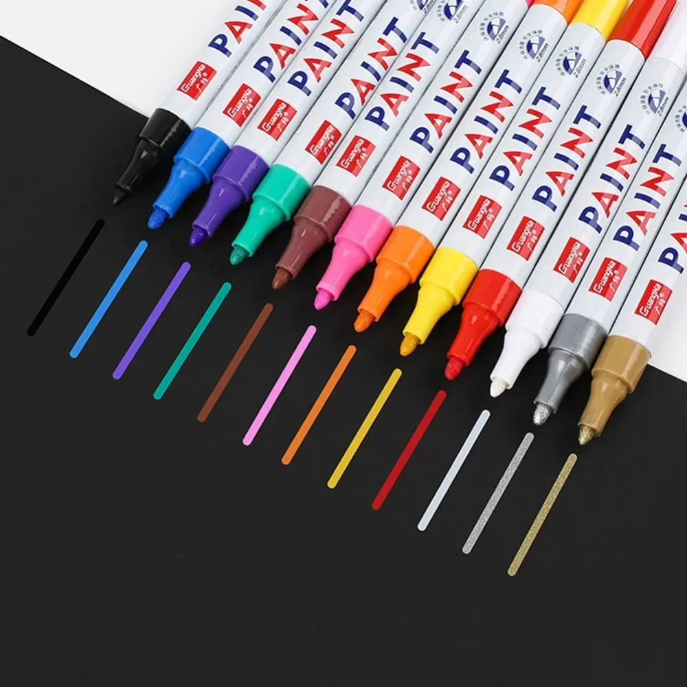 1pcs White Waterproof Cars Wheel Tire Oily Mark Pen Auto Rubber Tyre Paint Pen Cd Metal Permanent Paint Marker Graffiti Touch Up