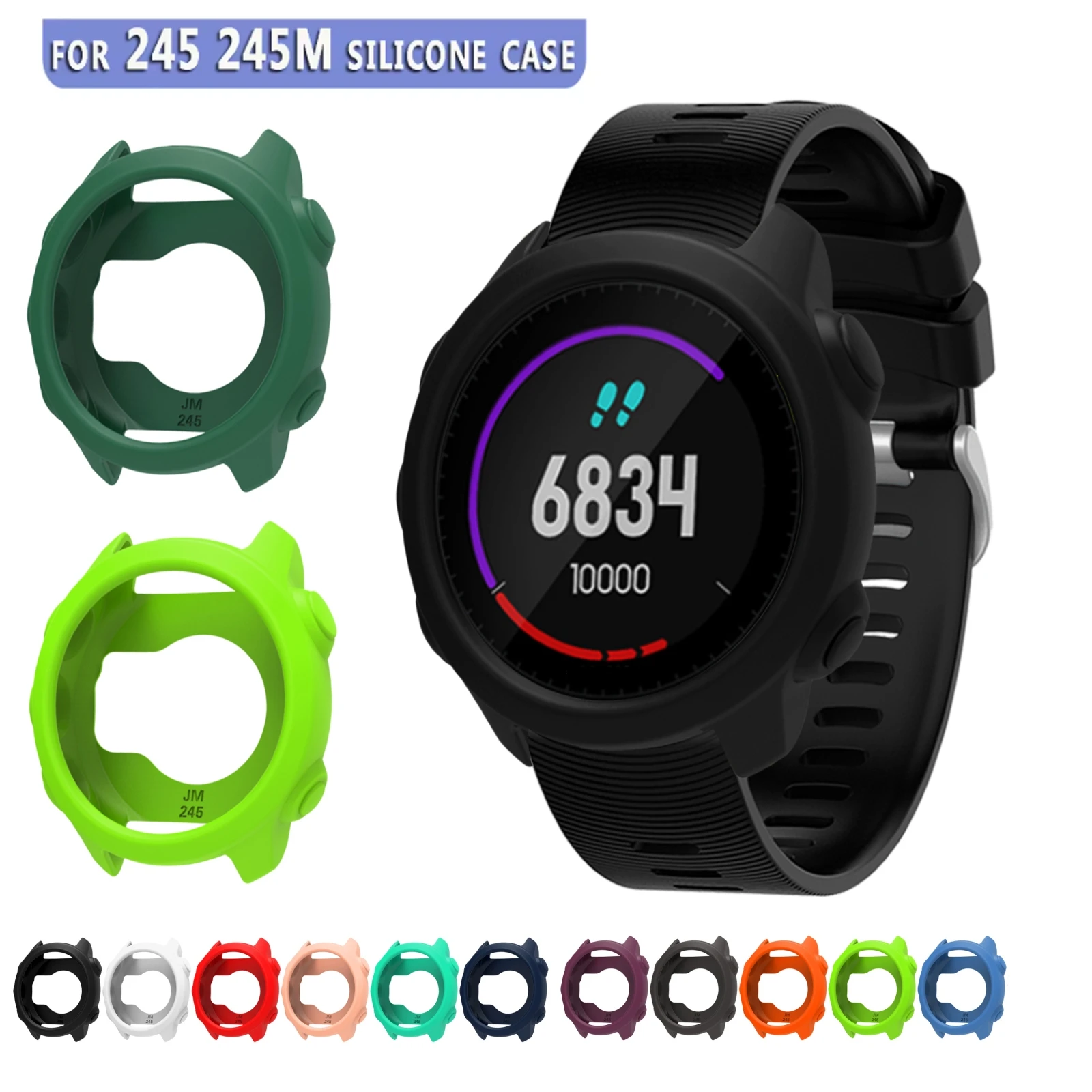 

Soft Silicone Protective Case Cover For Garmin Forerunner 245Music/245 Smart Watch Hollow Protector Shell Protective Cases Frame
