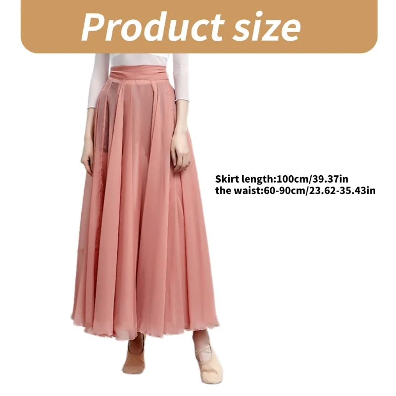 Damska zwiewna szyfonowa, wiązana talii długa spódnica maxi na scenę i festiwal P8DB