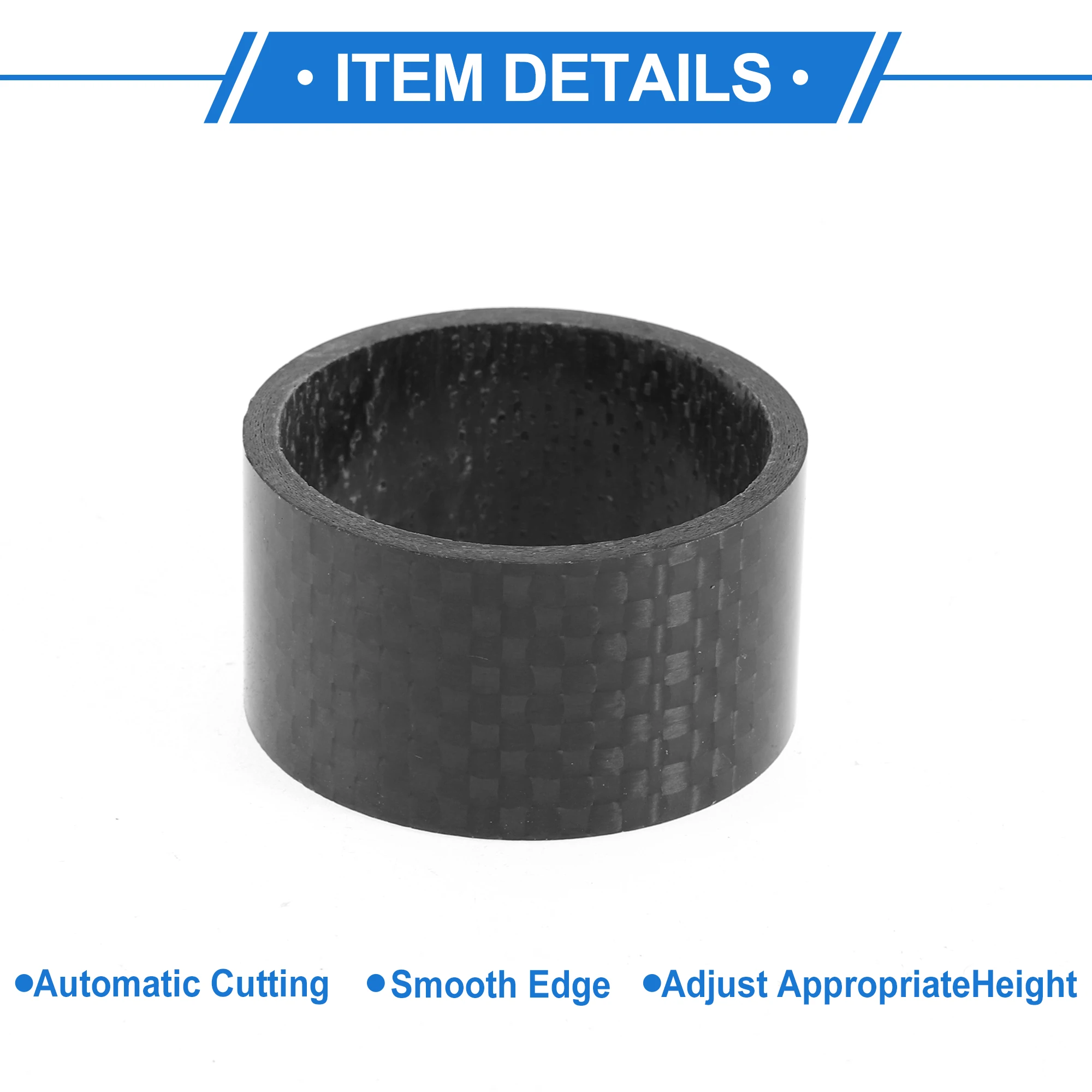 

X Autohaux Проставки для велосипедной гарнитуры 20 мм Проставки для выноса руля велосипеда 31,8 мм 1-1/4 дюйма Углеродное волокно Глянцевое черное углеродное волокно 5 шт.